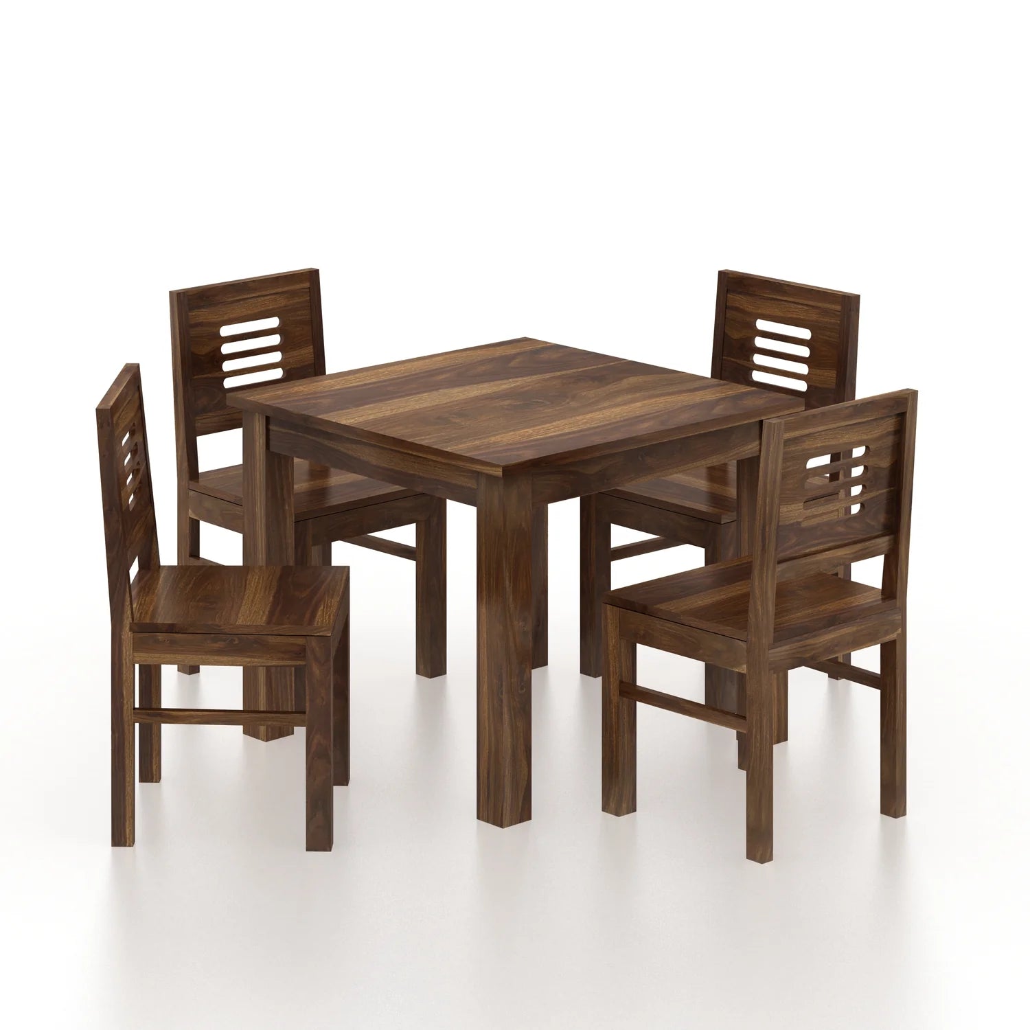 Merlox Solid Sheesham Wood Square 4 Seater Dining Table Set - 3 Years Warranty