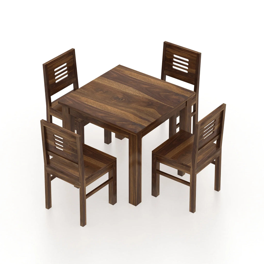 Merlox Solid Sheesham Wood Square 4 Seater Dining Table Set - 3 Years Warranty