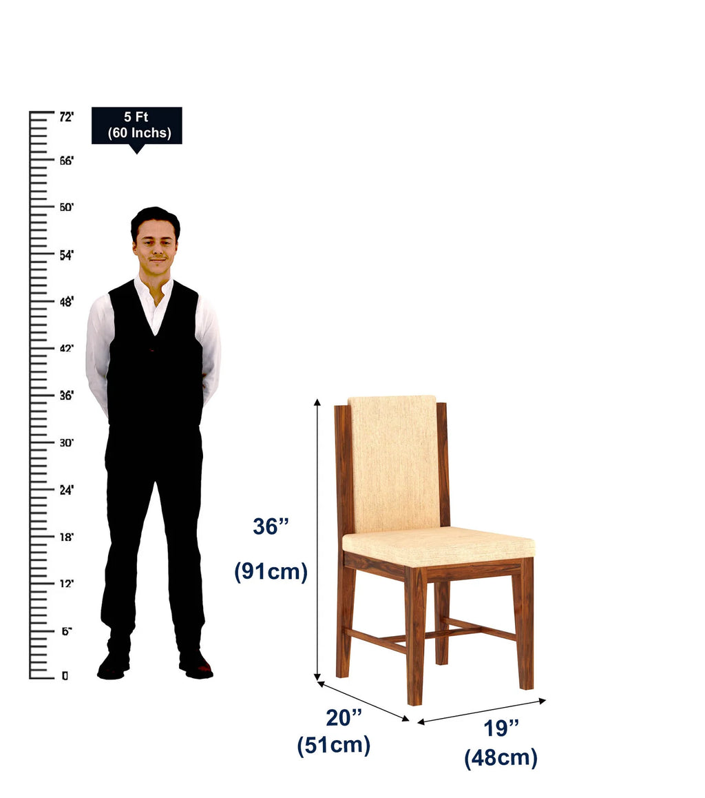 Aurevo Solid Sheesham Wood 6 Seater Dining Table Set With Upholstered Chairs- 3 Years Warranty