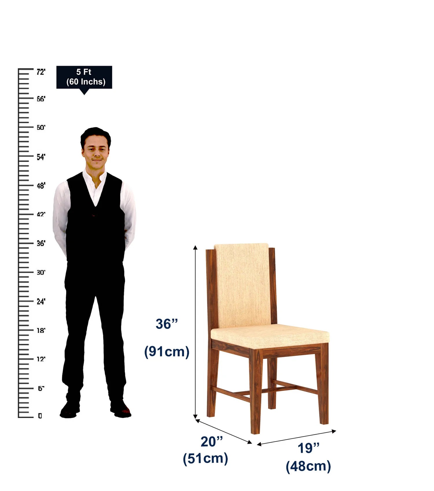 Aurevo Solid Sheesham Wood 6 Seater Dining Table Set With Upholstered Chairs- 3 Years Warranty