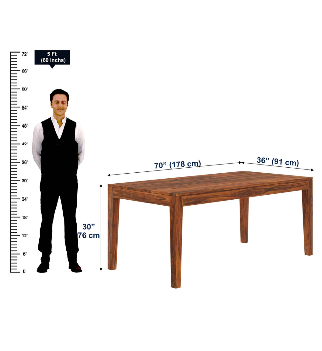 Aurevo Solid Sheesham Wood 6 Seater Dining Table Set With Upholstered Chairs- 3 Years Warranty