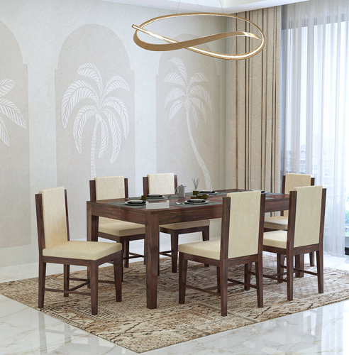 {"alt" => "Aurevo Solid Sheesham Wood 6 Seater Dining Table Set With Upholstered Chairs- 3 Years Warranty"}