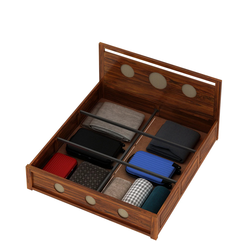 Tierra Solid Sheesham Wood Bed With Box Storage - 3 years Warranty