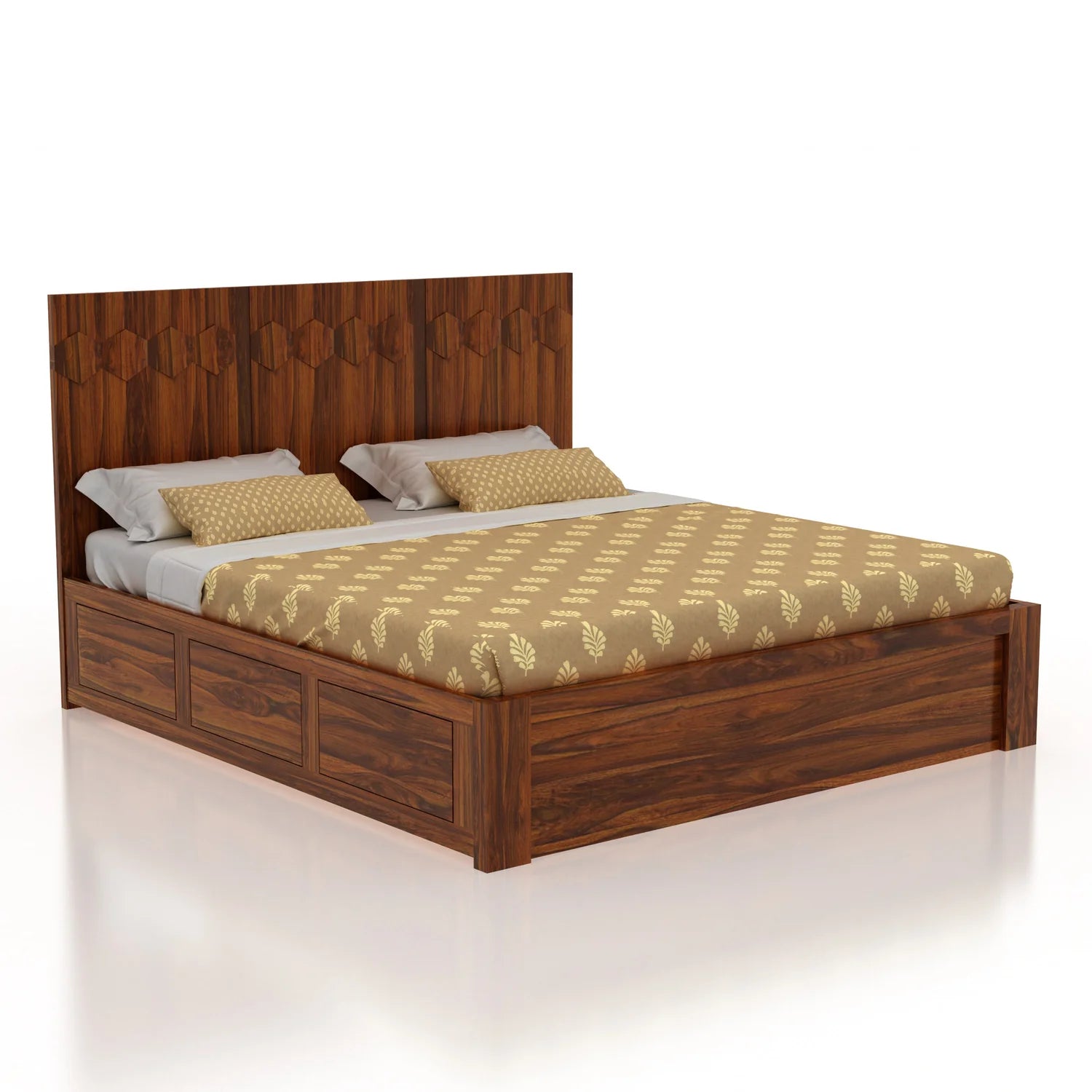 Viston Solid Sheesham Wood Bed with Box Storage - 3 Years Warranty