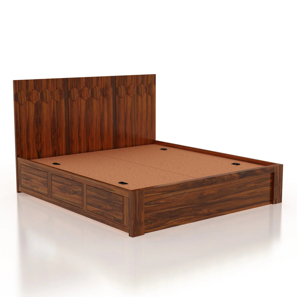 Viston Solid Sheesham Wood Bed with Box Storage - 3 Years Warranty