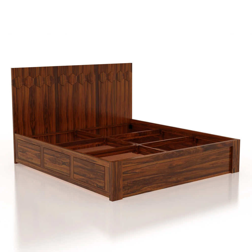 Viston Solid Sheesham Wood Bed with Box Storage - 3 Years Warranty