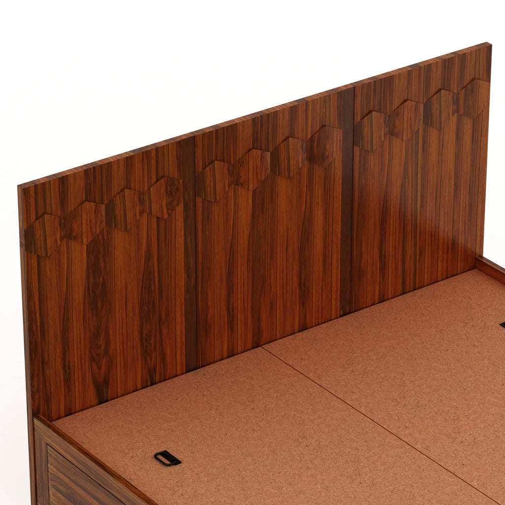 Viston Solid Sheesham Wood Bed with Box Storage - 3 Years Warranty
