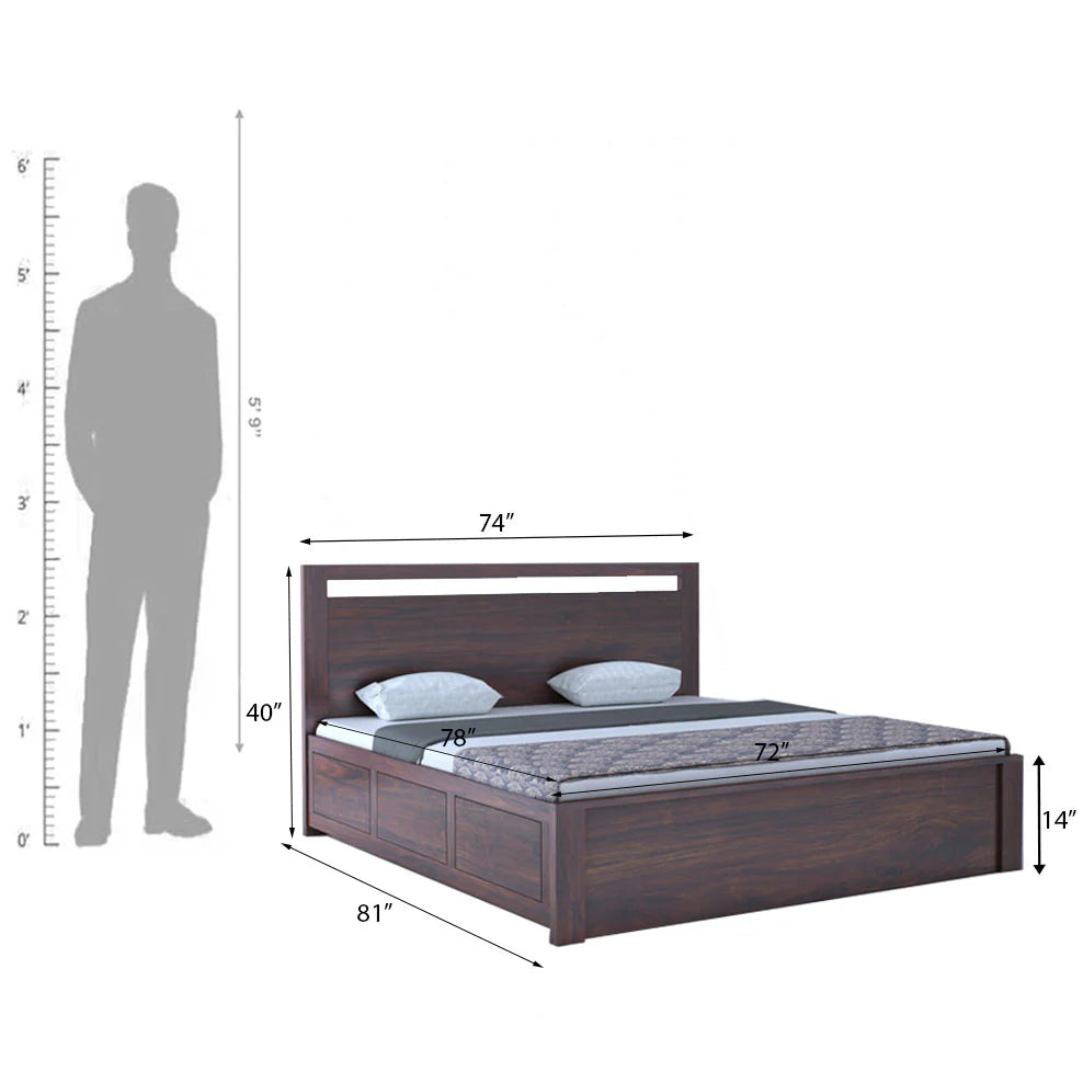 Verlina Sheesham Box Storage Bed - 3 Years Warranty