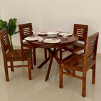 Merlox Oval Solid Sheesham Wood 4 Seater Dining Table Set - 3 Years Warranty