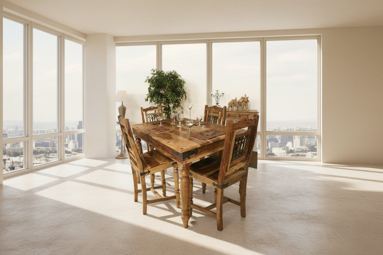 Rjart Solid Wood Jali Dining Set 6 Seater