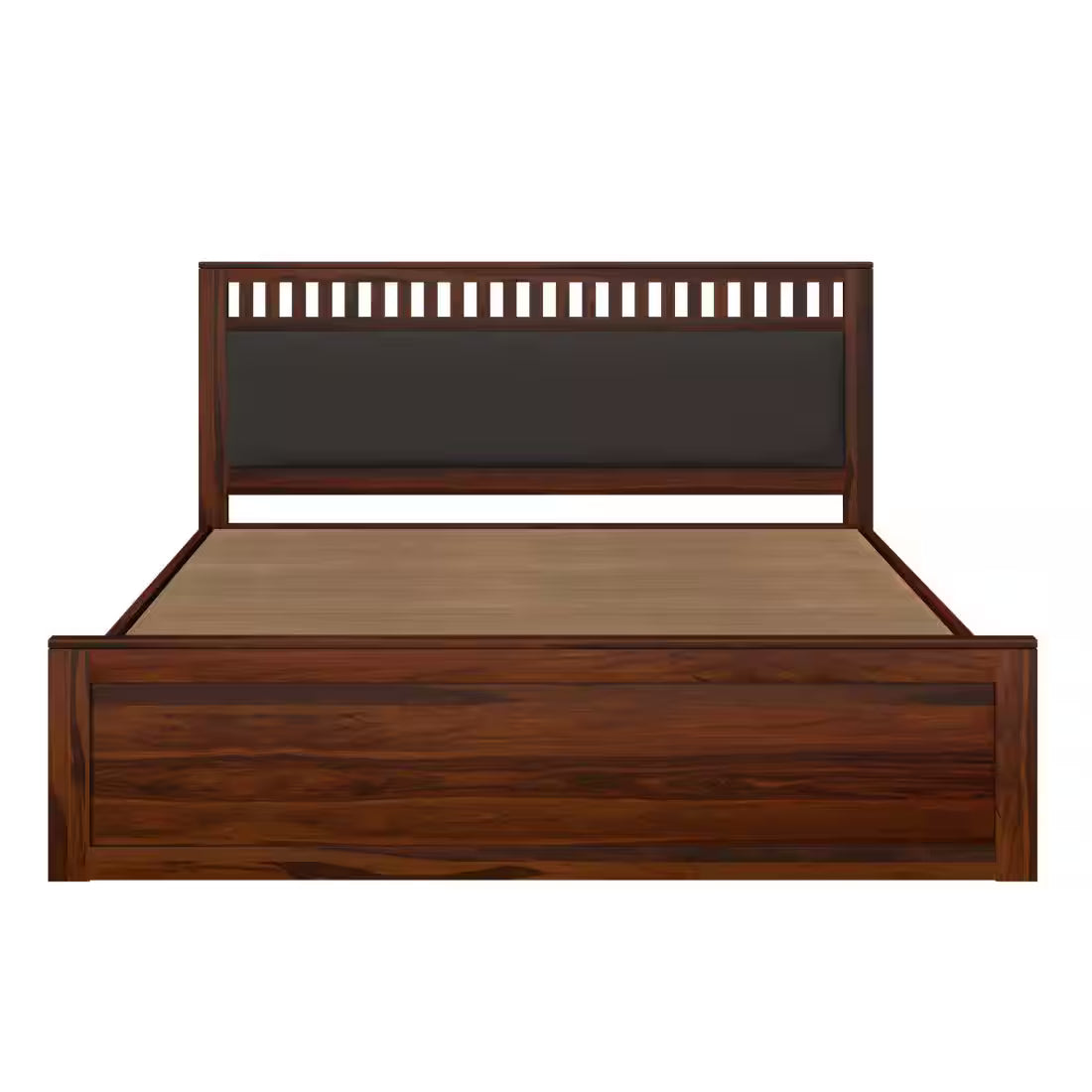 Rjart Sheesham Solid Wood Bed In Hydraulic Storage Bed In Honey Oak Finish