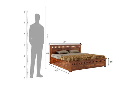 Savora Sheesham Bed With Box Storage - 3 Years Warranty