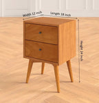 Celia Solid Sheesham Wood Bedside Table With Two Drawer Storage - 3 Years Warranty