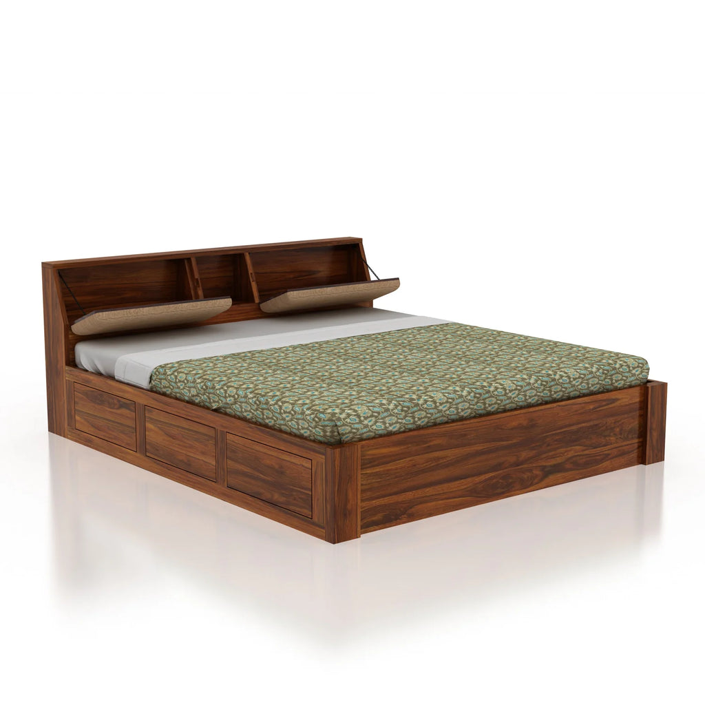 Imperial Solid Sheesham Wood Bed with Box Storage - 3 Years Warranty