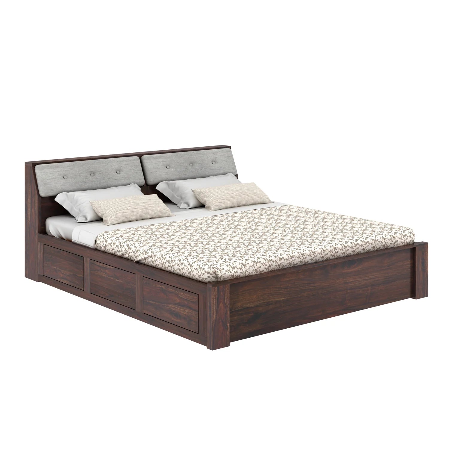 Sevilla Solid Sheesham Wood Bed With Box Storage - 3 years Warranty