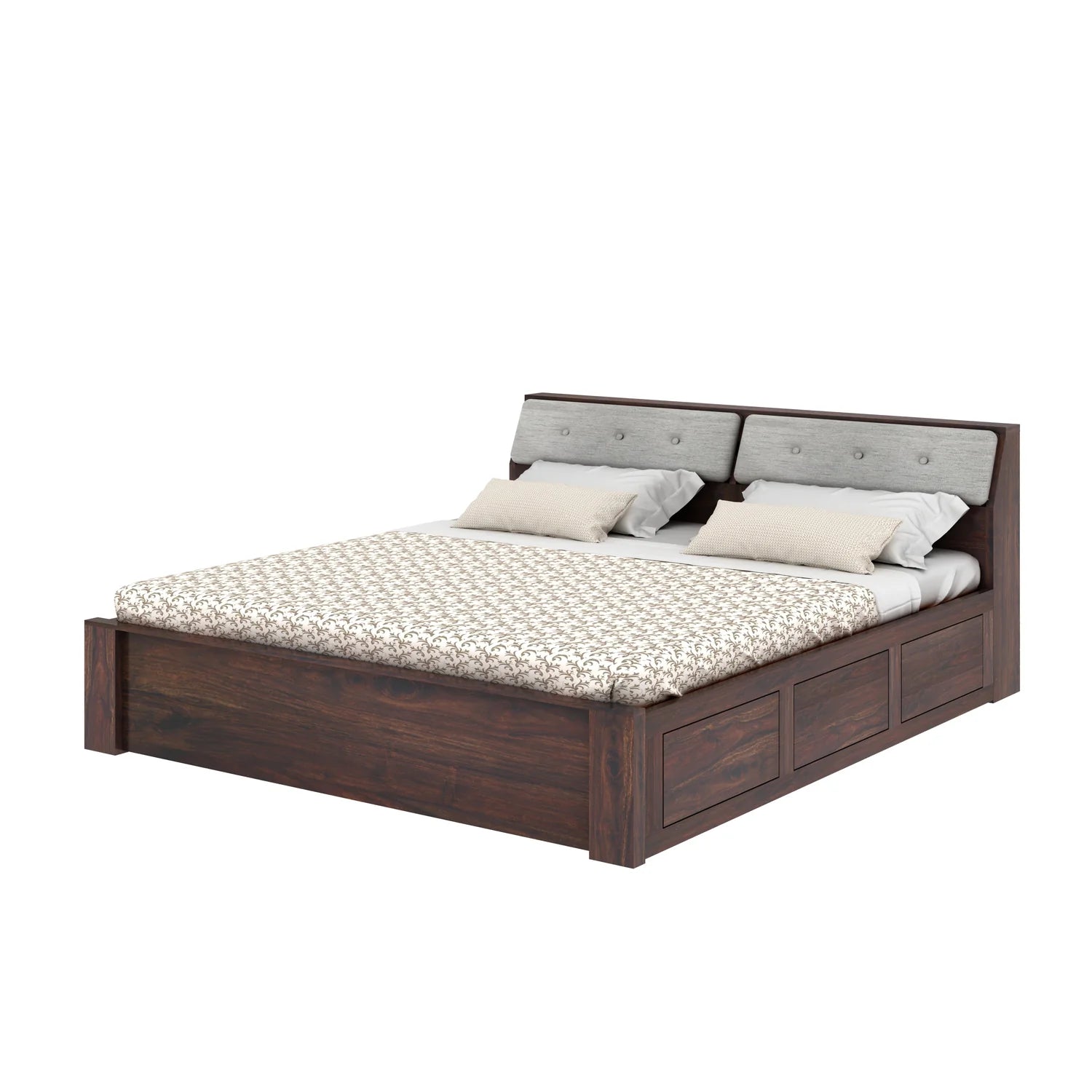 Sevilla Solid Sheesham Wood Bed With Box Storage - 3 years Warranty