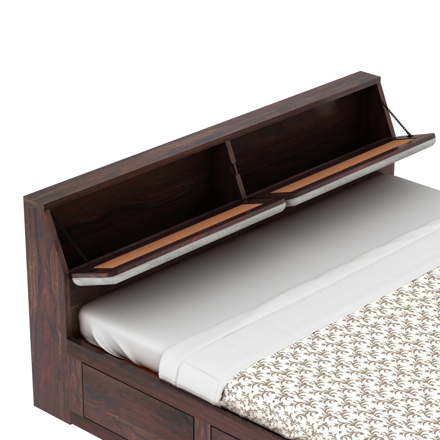 Sevilla Solid Sheesham Wood Bed With Box Storage - 3 years Warranty