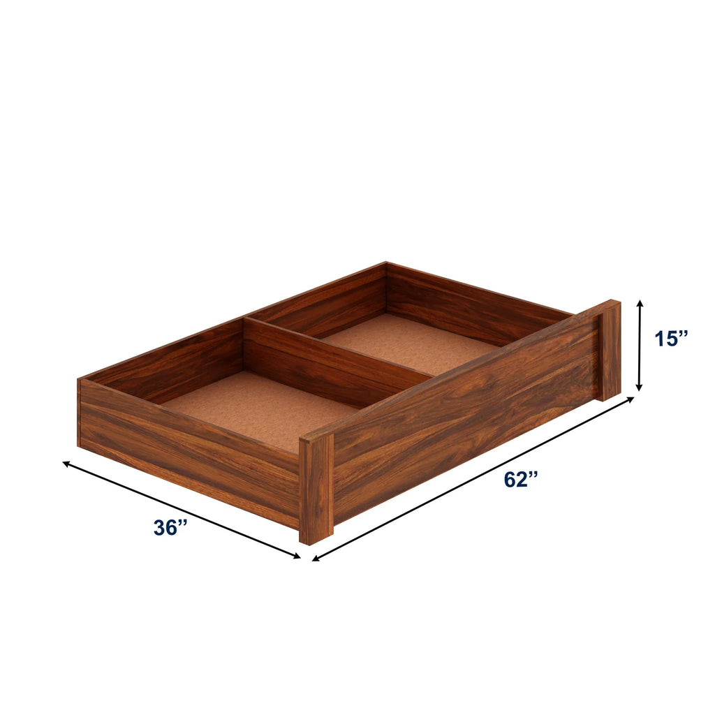 Sevilla Solid Sheesham Wood Bed With Half Box and Trolly Storage - 3 years Warranty