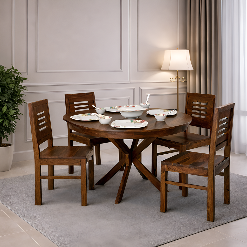Merlox Oval Sheesham 4 Seater Dining Set - 3 Years Warranty