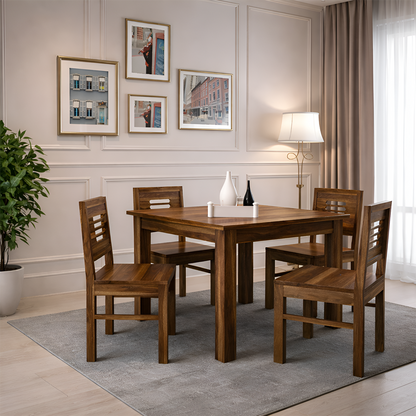 Merlox Sheesham Square 4 Seater Dining Set - 3 Years Warranty