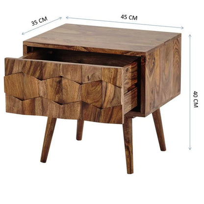 Axton Sheesham Bedside Table With One Drawer - 3 Years Warranty