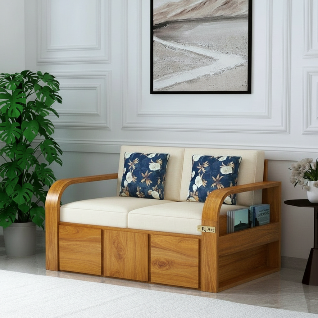 Rjart Scott Sheesham Two Seater Sofa - 3 Years Warranty