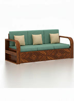 Rjart Wave Sheesham 3 Seater Sofa With Side Pockets - 3 Years Warranty