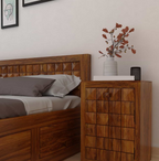 Treso Solid Sheesham Wood Bedside With Drawer and Door Storage - 3 Years Warranty