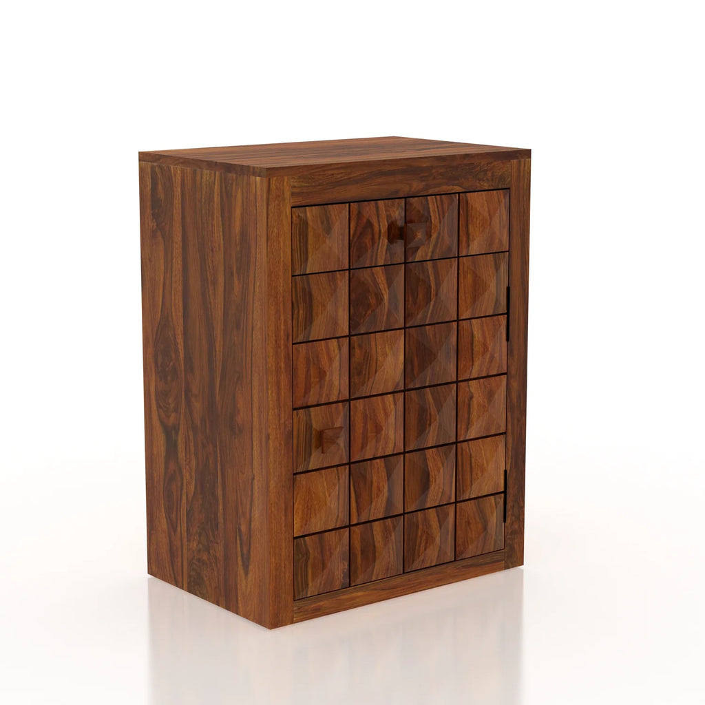 Treso Solid Sheesham Wood Bedside With Drawer and Door Storage - 3 Years Warranty