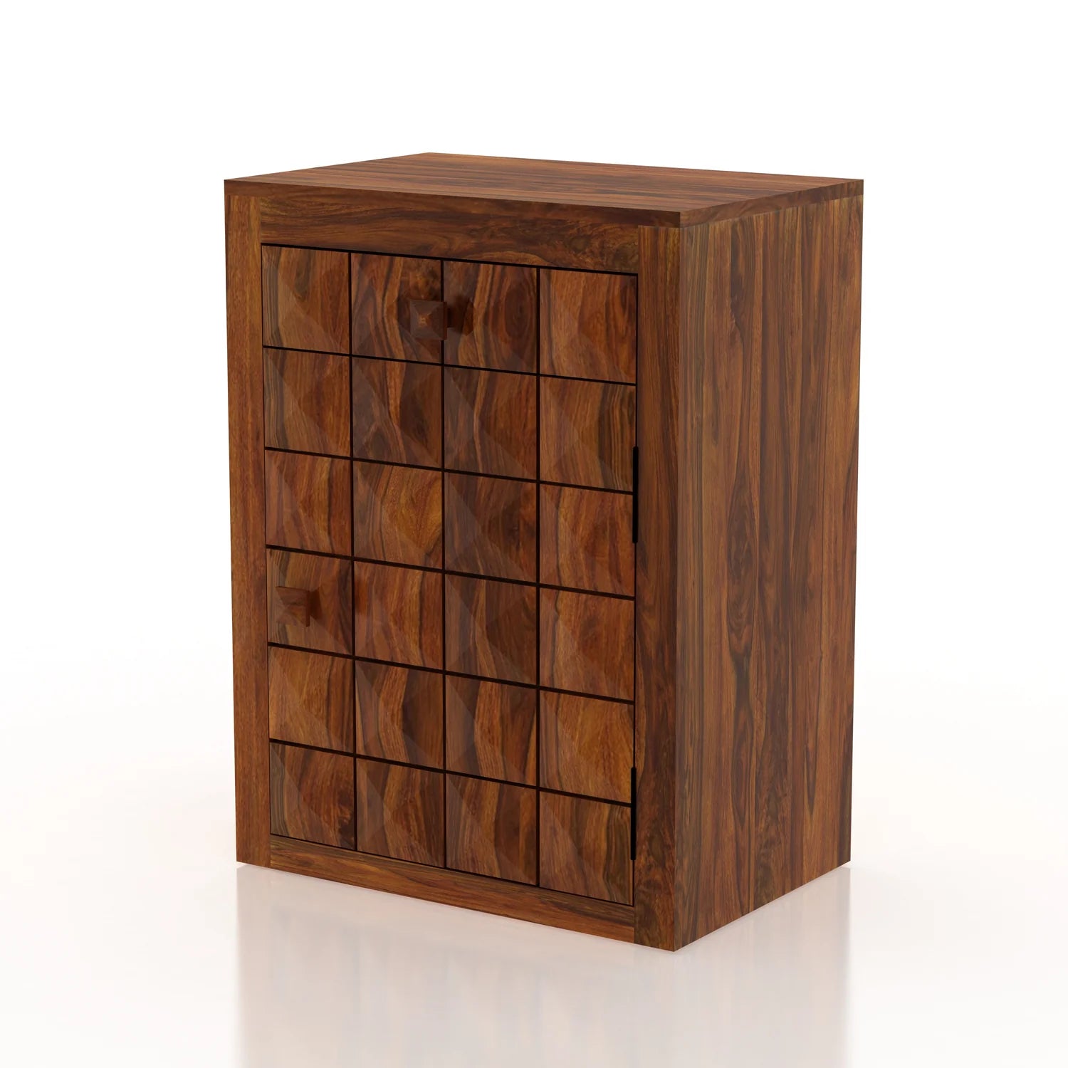 Treso Solid Sheesham Wood Bedside With Drawer and Door Storage - 3 Years Warranty