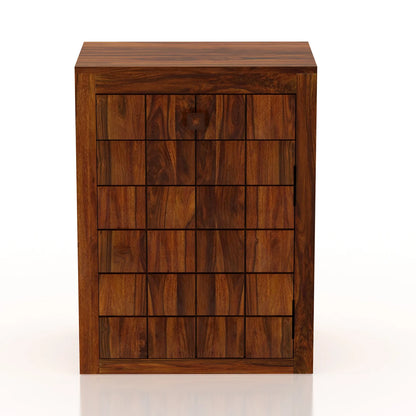 Treso Sheesham Bedside With Drawer And Door Storage - 3 Years Warranty