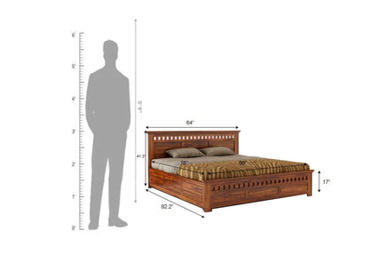 Savora Sheesham Bed With Box Storage - 3 Years Warranty
