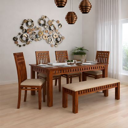 Savora Sheesham 6 Seater Dining Set - 3 Years Warranty
