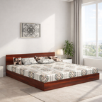 Wood Low Height Bed Without Storage | Wood Platform Double Bed | Basic Headboard