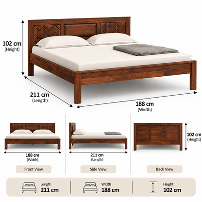 Wood Bed Without Storage | Wood Double Bed Cot Bed For Bedroom Furniture | Sheesham