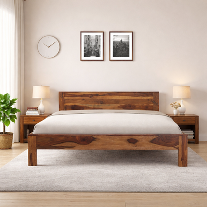Wood Bed Without Storage | Wood Double Bed Cot Bed For Bedroom Furniture | Sheesham