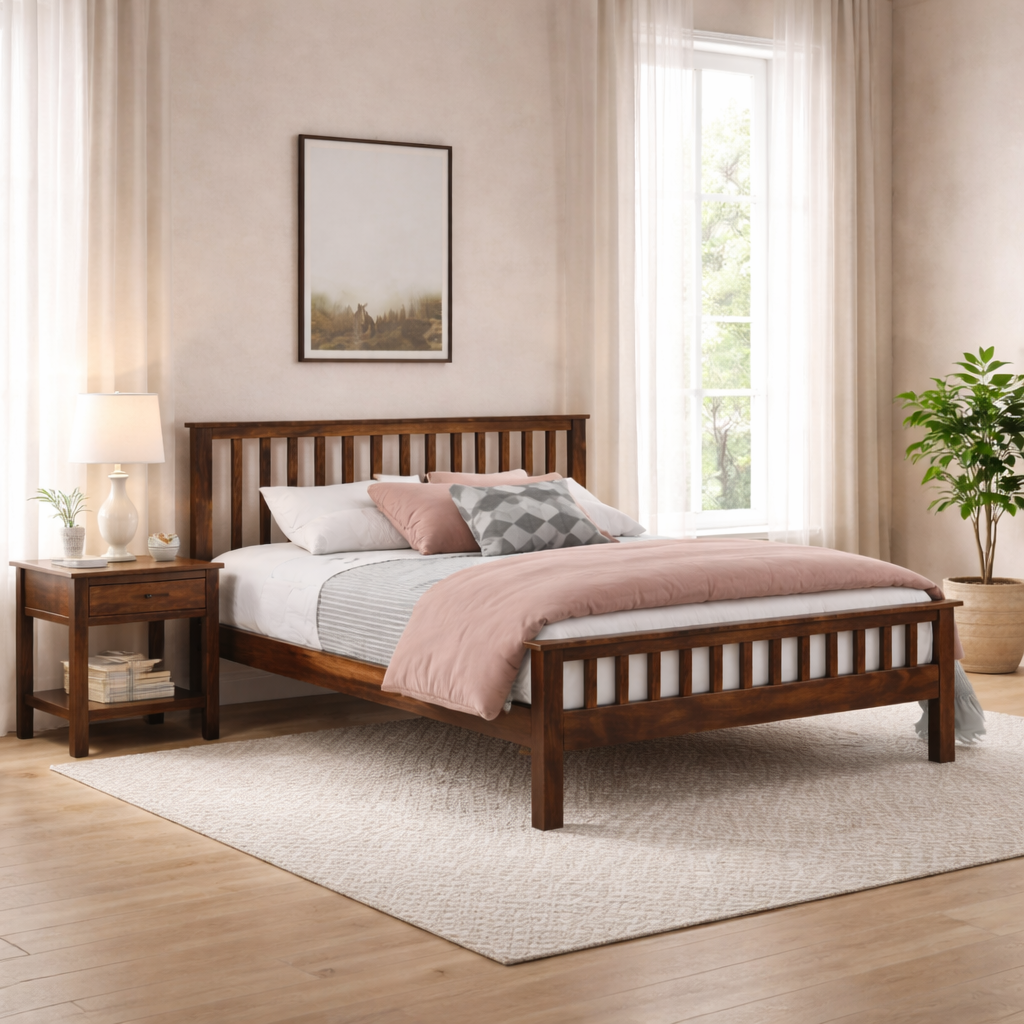 Wood Bed Without Storage | Wood Double Bed Cot Bed For Bedroom Furniture | Sheesham