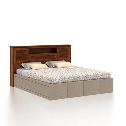 Maharaja Upholstered Bed With Wood Headboard Storage And Box Storage - 3 Years Warranty