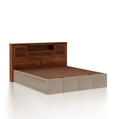 Maharaja Upholstered Bed With Wood Headboard Storage And Box Storage - 3 Years Warranty