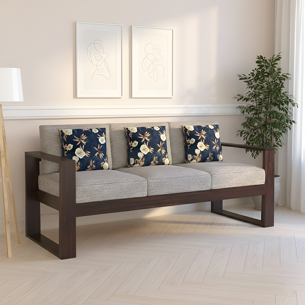 Rjart Euro Sheesham 3 Seater Sofa - 3 Years Warranty