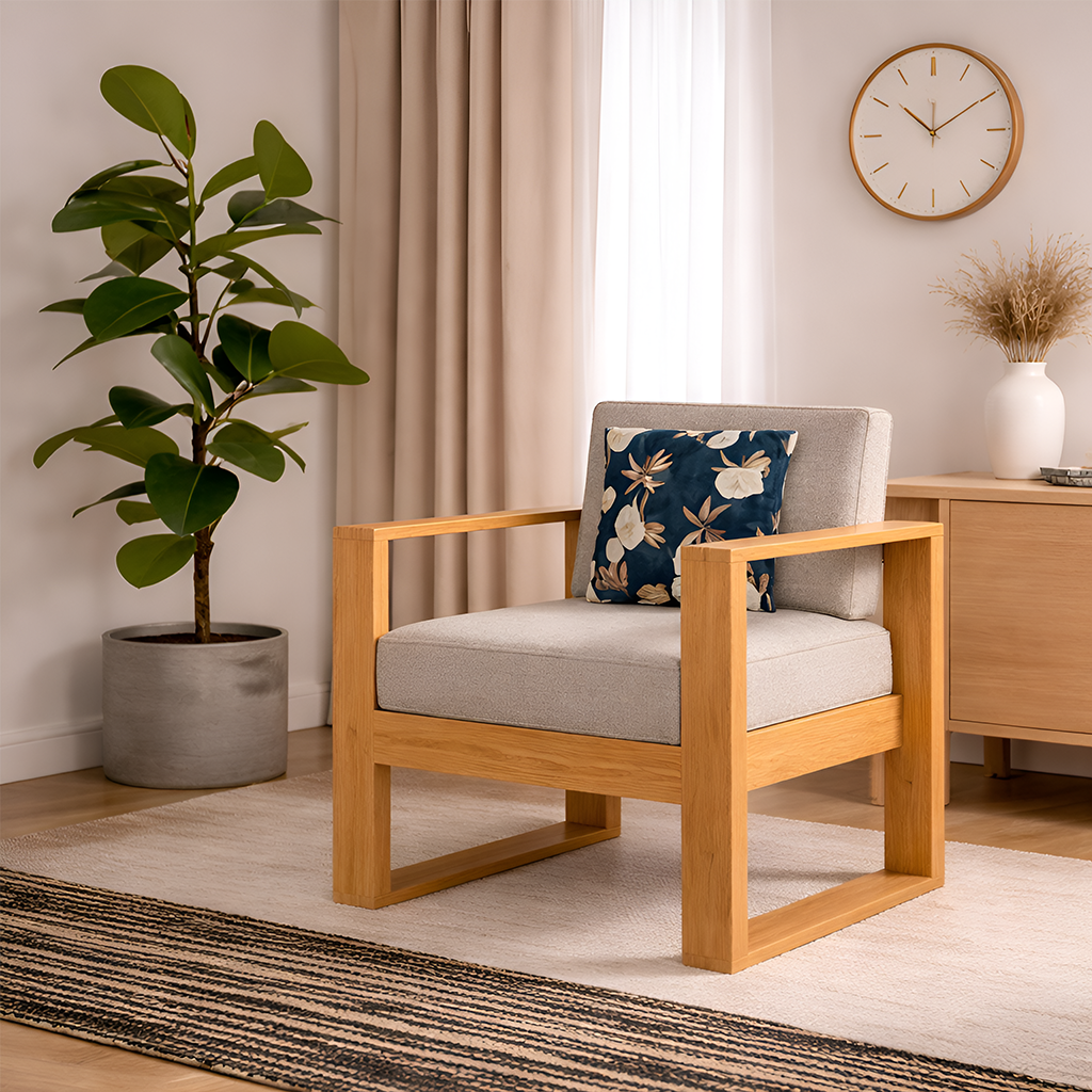 Rjart Euro Sheesham Single Seater Sofa - 3 Years Warranty