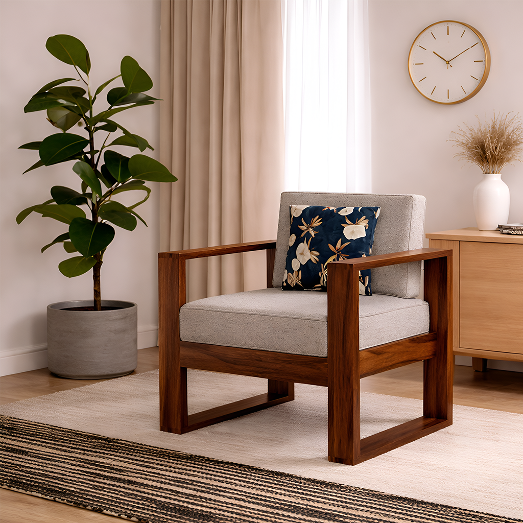 Rjart Euro Sheesham Single Seater Sofa - 3 Years Warranty