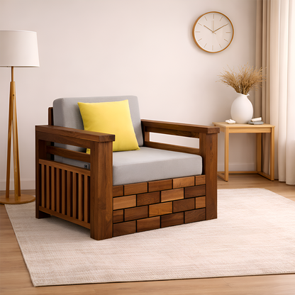 Rjart Italian Sheesham Single Seater Sofa - 3 Years Warranty