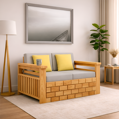 Rjart Italian Sheesham Two Seater Sofa - 3 Years Warranty