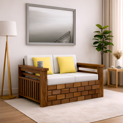 Rjart Italian Sheesham Two Seater Sofa - 3 Years Warranty