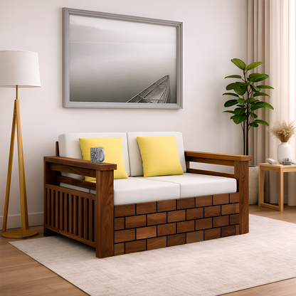Rjart Italian Sheesham Two Seater Sofa - 3 Years Warranty