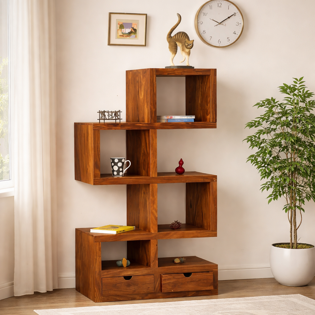 Rjart Solid Wood Charlie Drawer Bookcase