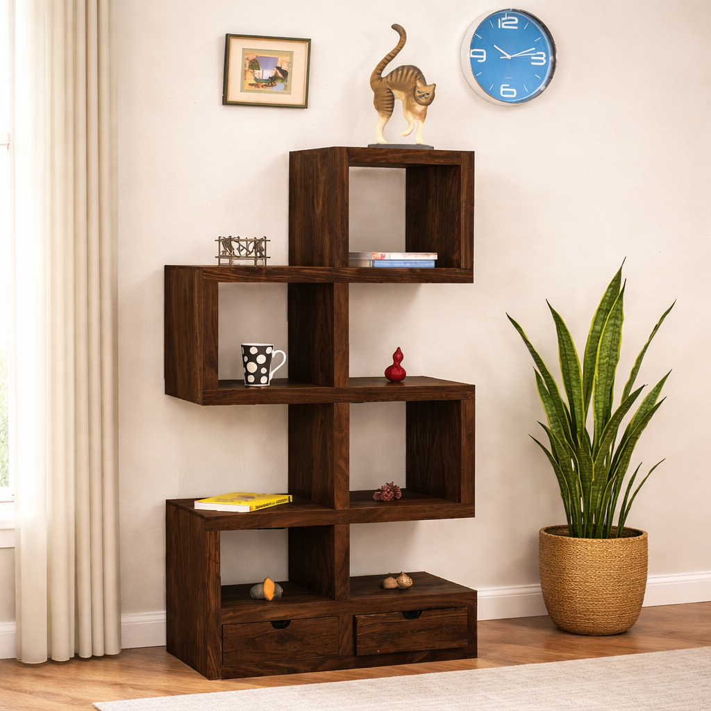 Rjart Solid Wood Charlie Drawer Bookcase