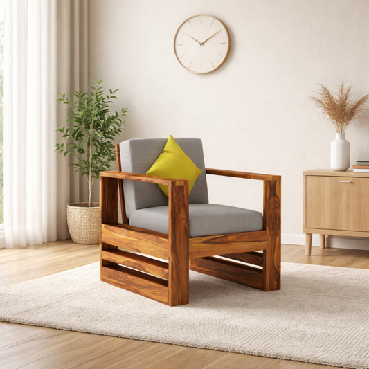 Rjart Lurid Sheesham Single Seater Sofa - 3 Years Warranty