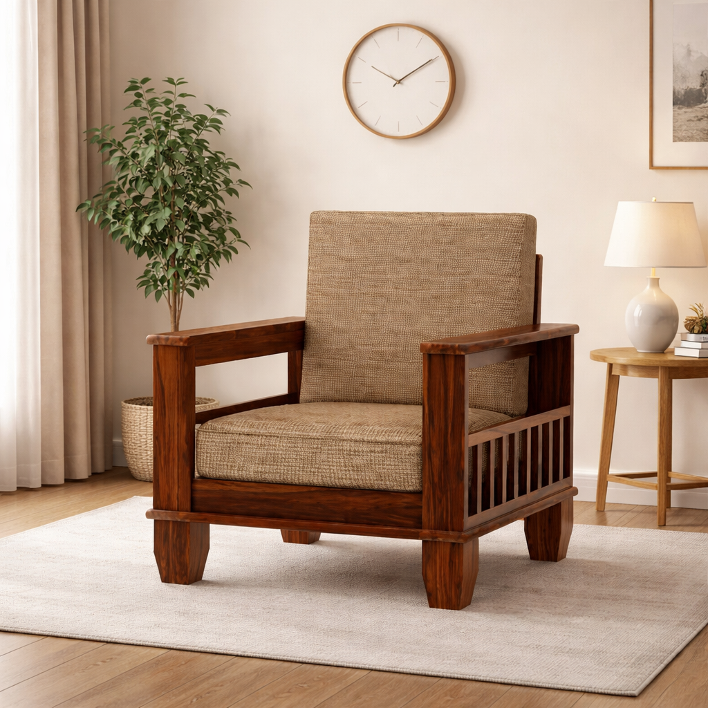 Rjart Maharaja Sheesham Single Seater Sofa - 3 Years Warranty